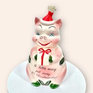 Vintage 1950s Kreiss Ceramic Christmas Santa Piggy Bank‎ w/ Original Plug Japan